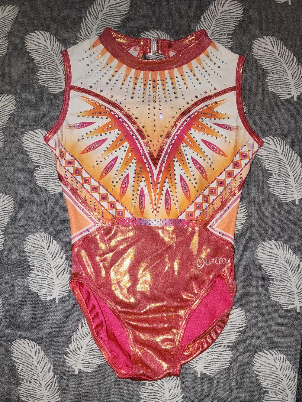 Quatro Girls' Shimmery Pink & Orange Gymnastics Leotard